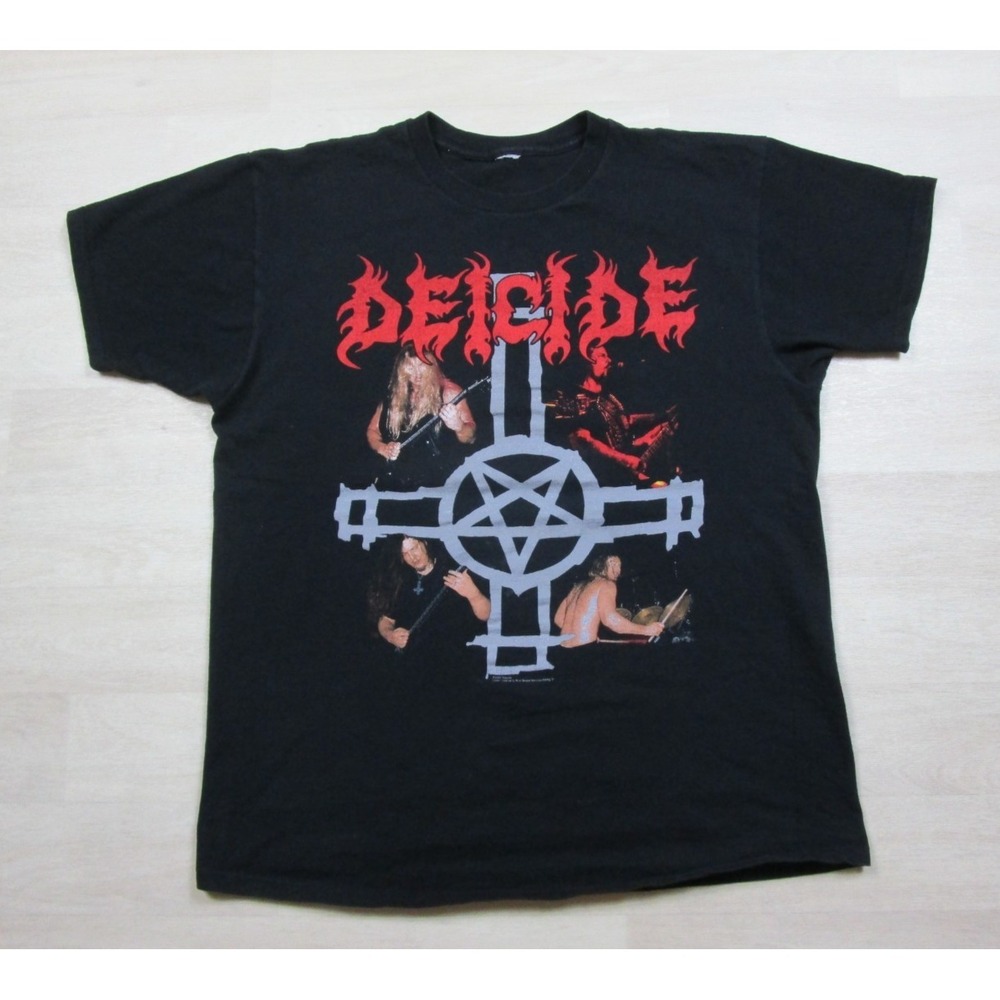 Vintage Deicide T Shirt‎ (XL) Blue Grape Y2K 2000 Death Metal Upside Down Cross
